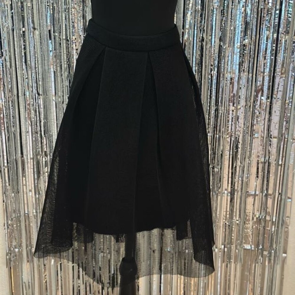 Vintage 2010s Black Charlotte Russe skirt stretchy under mesh outer layer size L